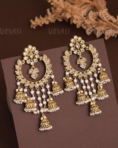 Mehendi Polish Chandhbali Designed Jhumka Earrings ER 937