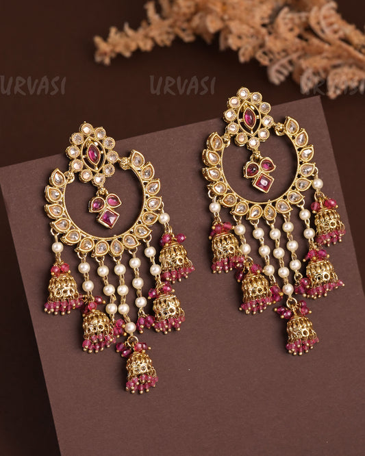 Mehendi Polish Chandhbali Designed Jhumka Earrings ER 937