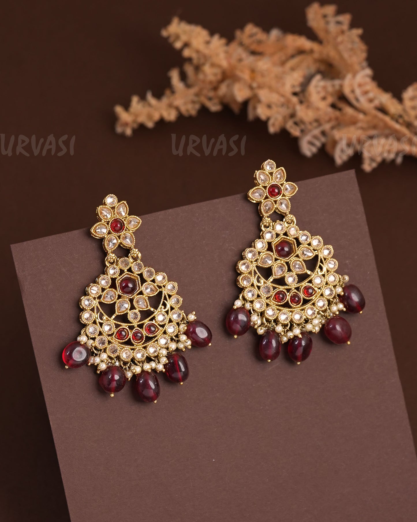 Mehendi Polish Floral Hanging Earrings ER 936