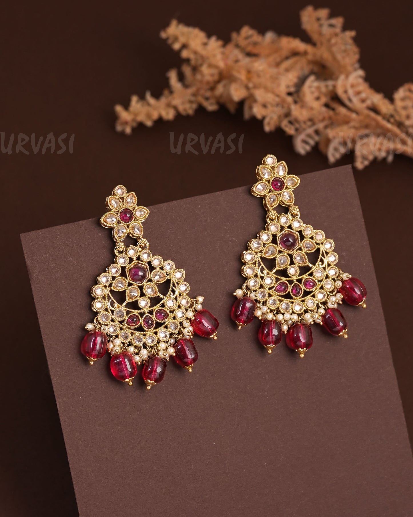 Mehendi Polish Floral Hanging Earrings ER 936