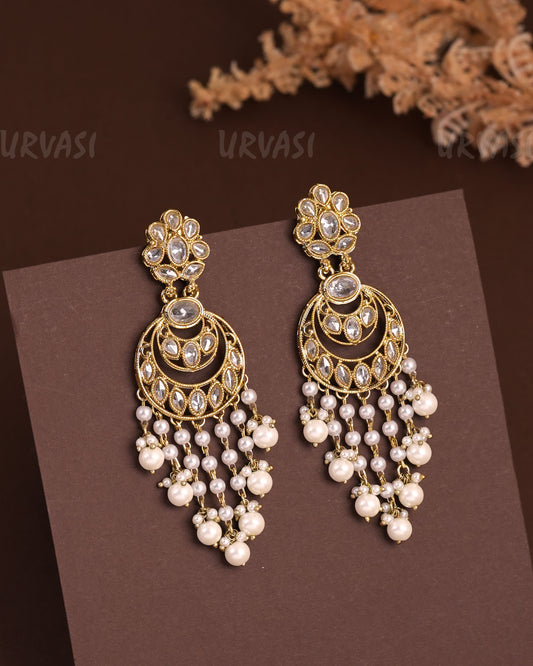Mehendi Polish Floral Chandhbali Designed Reverse AD Earrings ER 940