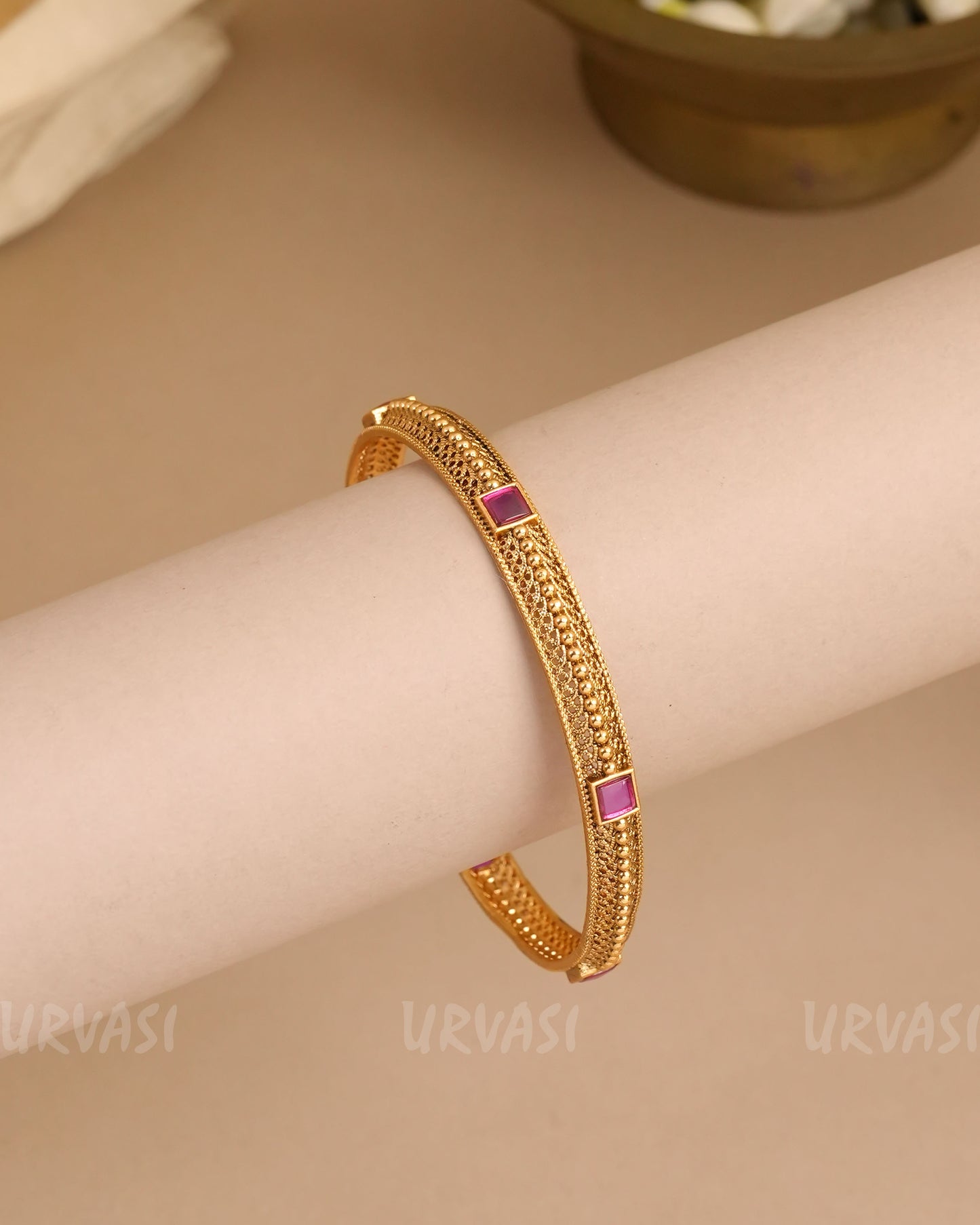 Gold-Toned Non-Idol Stone-Studded Bangles BA 455