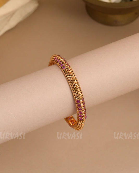Gold-Toned Floral Stone-Studded Bangles BA 457