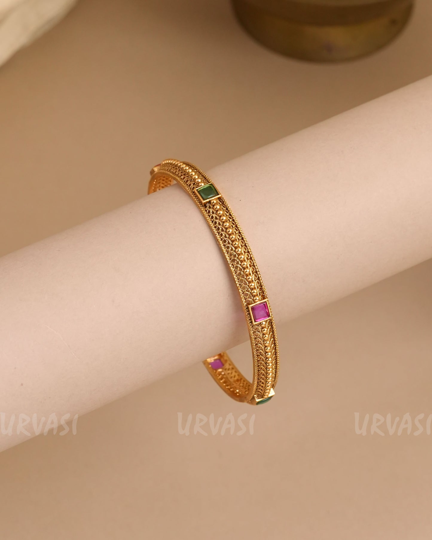 Gold-Toned Non-Idol Stone-Studded Bangles BA 455