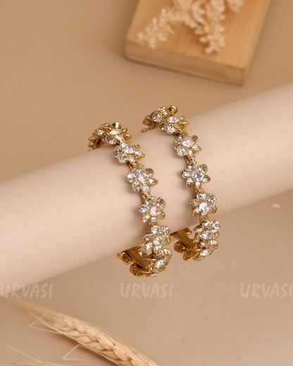 Mehendi Polish Floral Stone-Studded Bangles (Set of two)BA 445