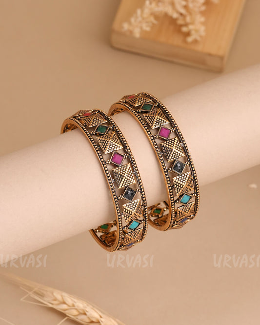 Oxidised Gold Multi Bangles (Set of 2)BA 439