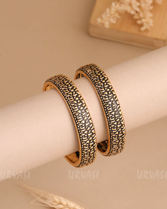 Oxidised Gold Copper Bangles (Set of 2)BA 437