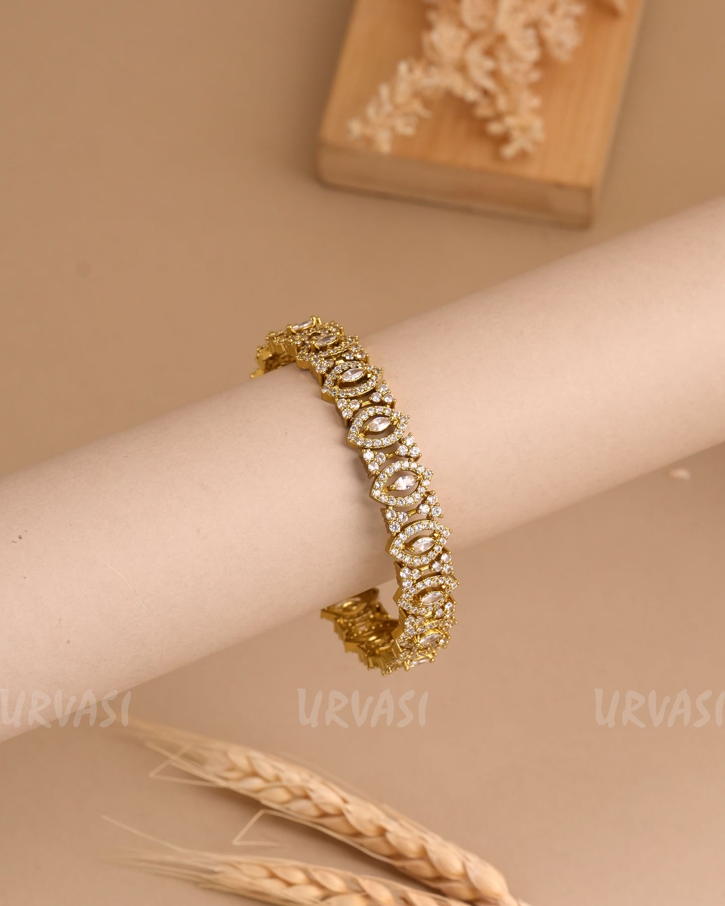Mehendi Polish Floral Stone-Studded AD Bangles BA 421