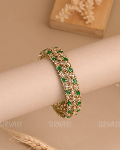 Mehendi Polish Tear-Drop Designed Reverse AD Bangles BA 413