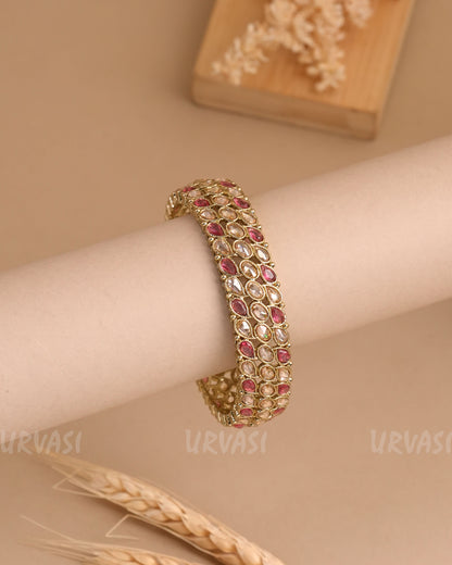 Mehendi Polish Tear-Drop Designed Reverse AD Bangles BA 413