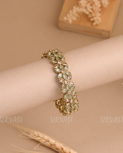 Mehendi Polish Floral Stone-Studded AD Bangles BA 411