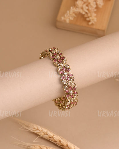 Mehendi Polish Floral Stone-Studded AD Bangles BA 411