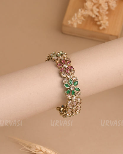 Mehendi Polish Floral Stone-Studded AD Bangles BA 411