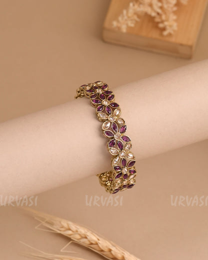 Mehendi Polish Floral Stone-Studded AD Bangles BA 411