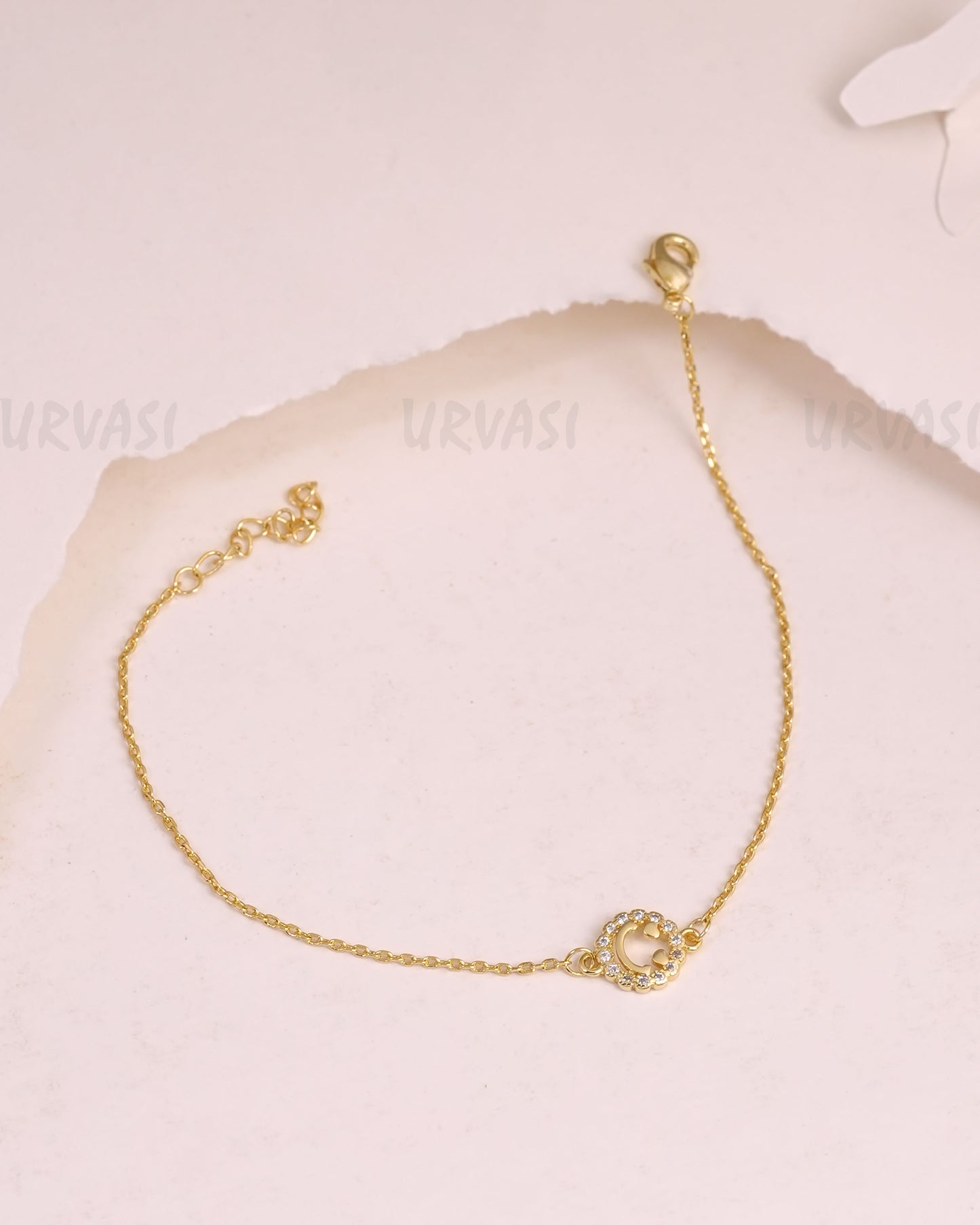 Gold-Toned Smile Pendant AD Stainless Steel Bracelets BR 139
