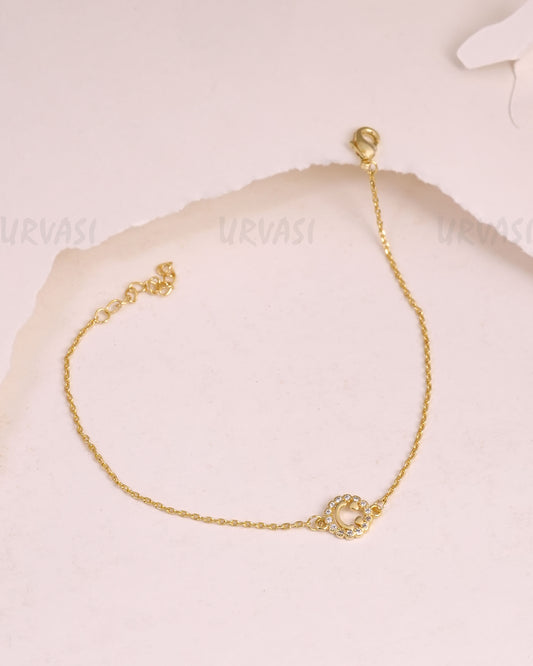 Gold-Toned Smile Pendant AD Stainless Steel Bracelets BR 139
