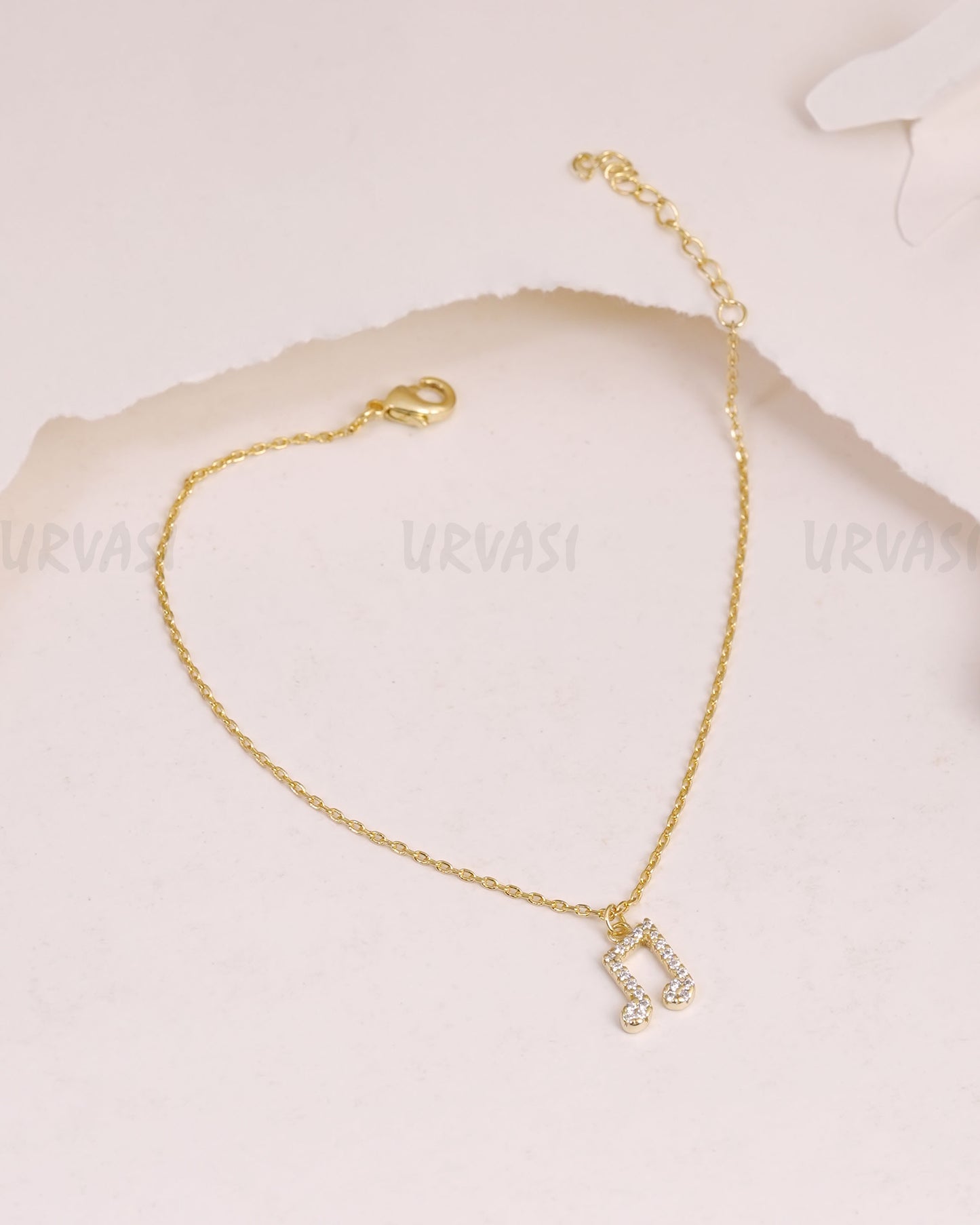 Gold-Polish Music Pendant AD Bracelet BR 140