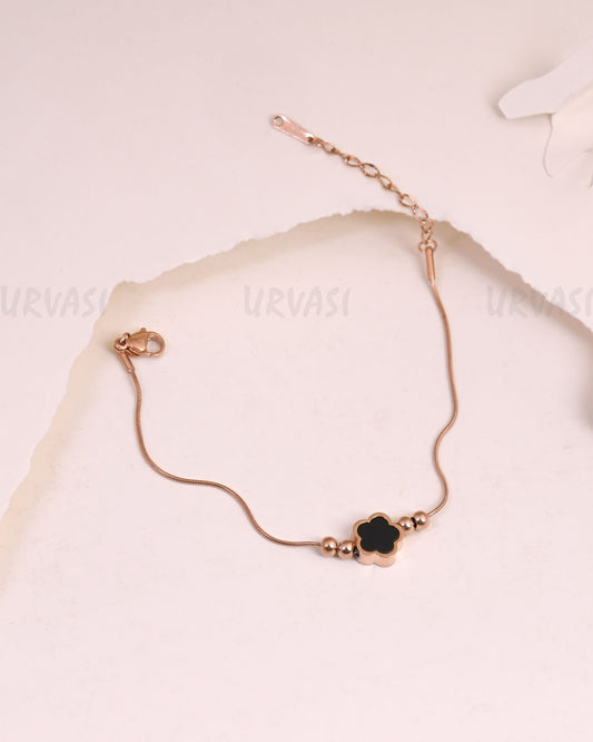 Rose-Gold Polish Floral pendant Stainless-Steel Bracelets BR 143