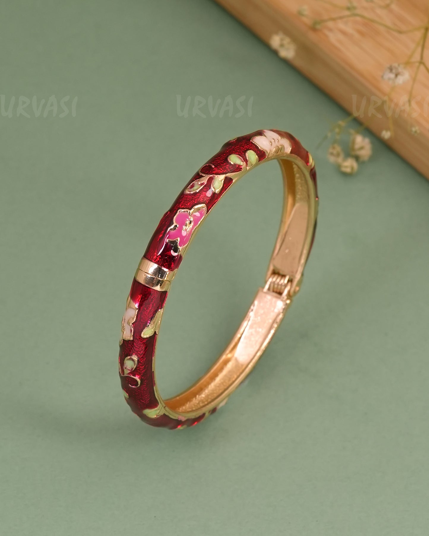 Gold-Enamel Meenakari Cuff Bangles BA 464