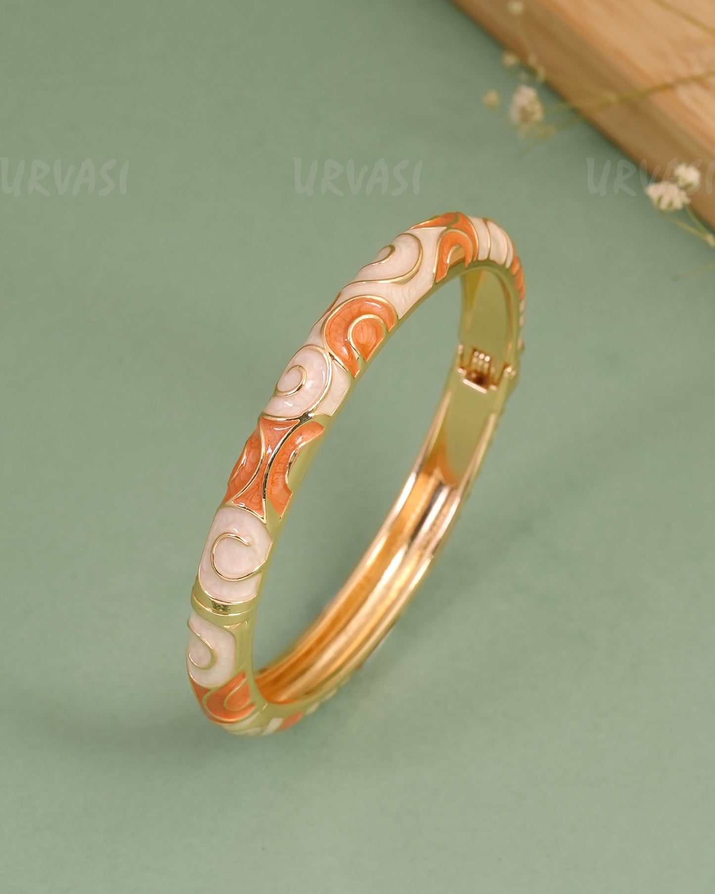 Gold-Enamel Meenakari Cuff Bangles BA 463