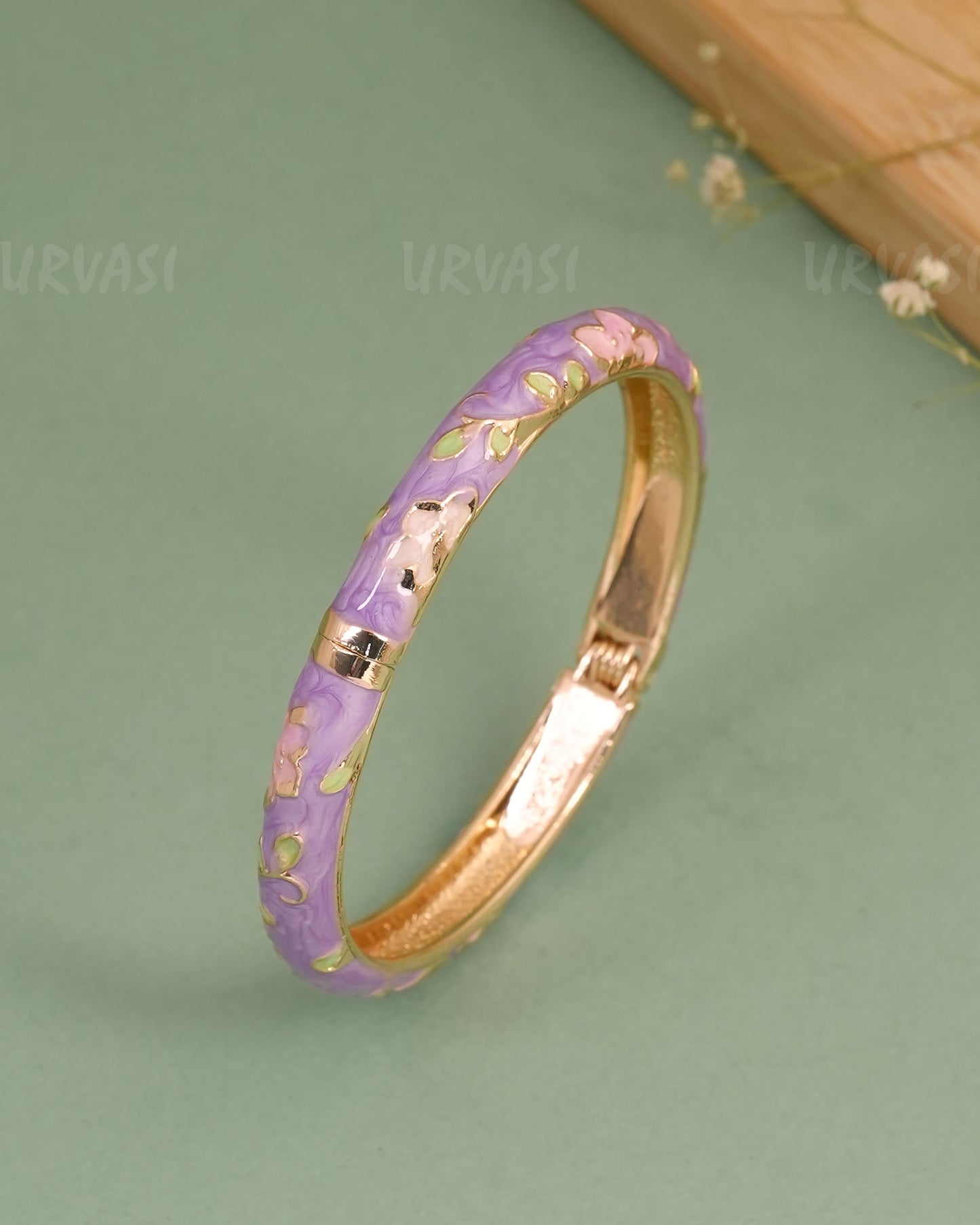Gold-Enamel Meenakari Cuff Bangles BA 467
