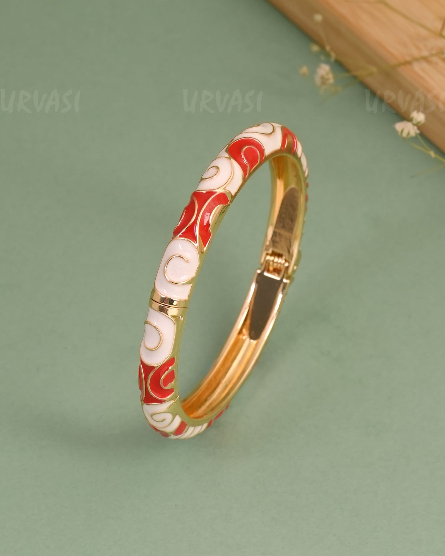 Gold-Enamel Meenakari Cuff Bangles BA 463
