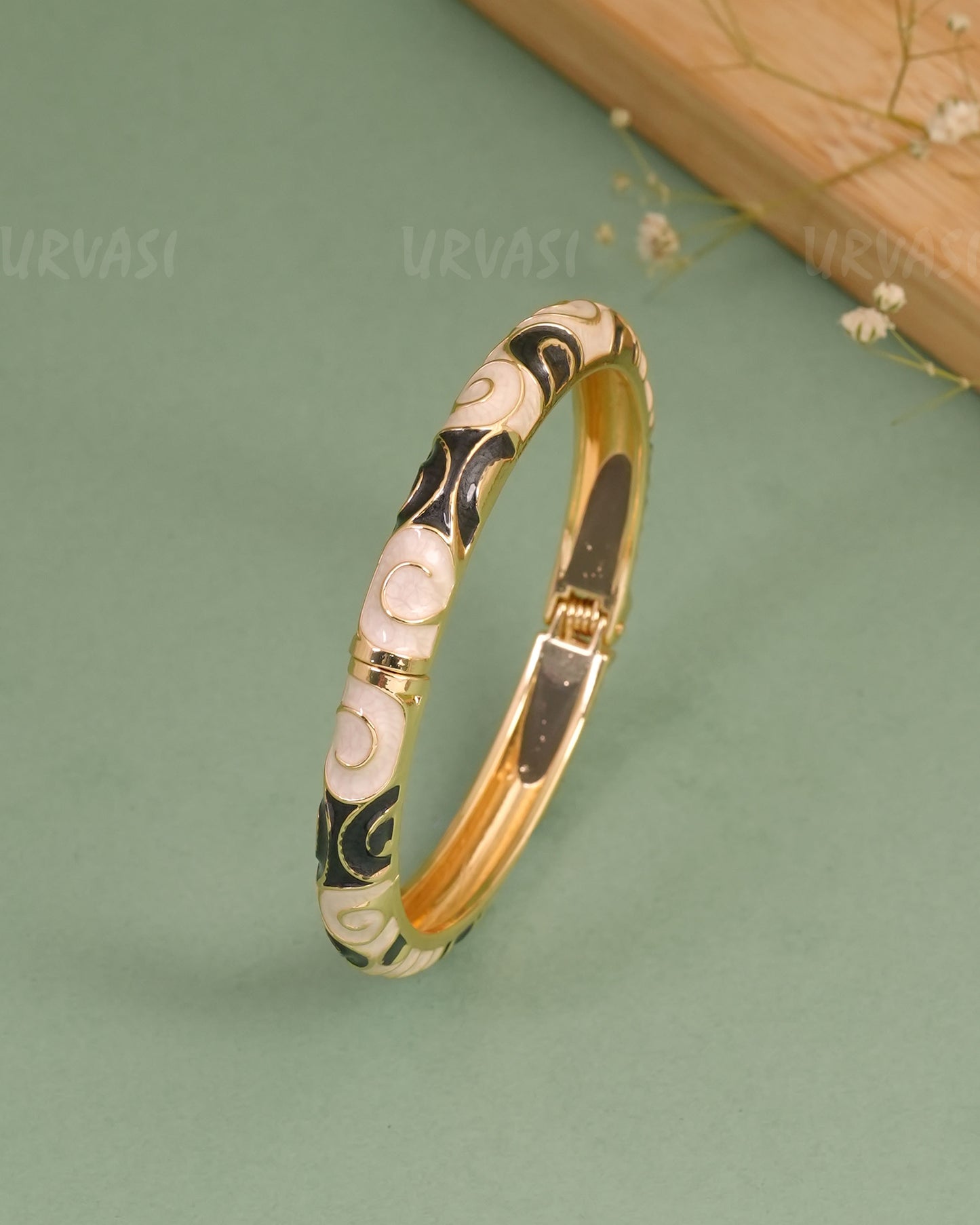 Gold-Enamel Meenakari Cuff Bangles BA 463