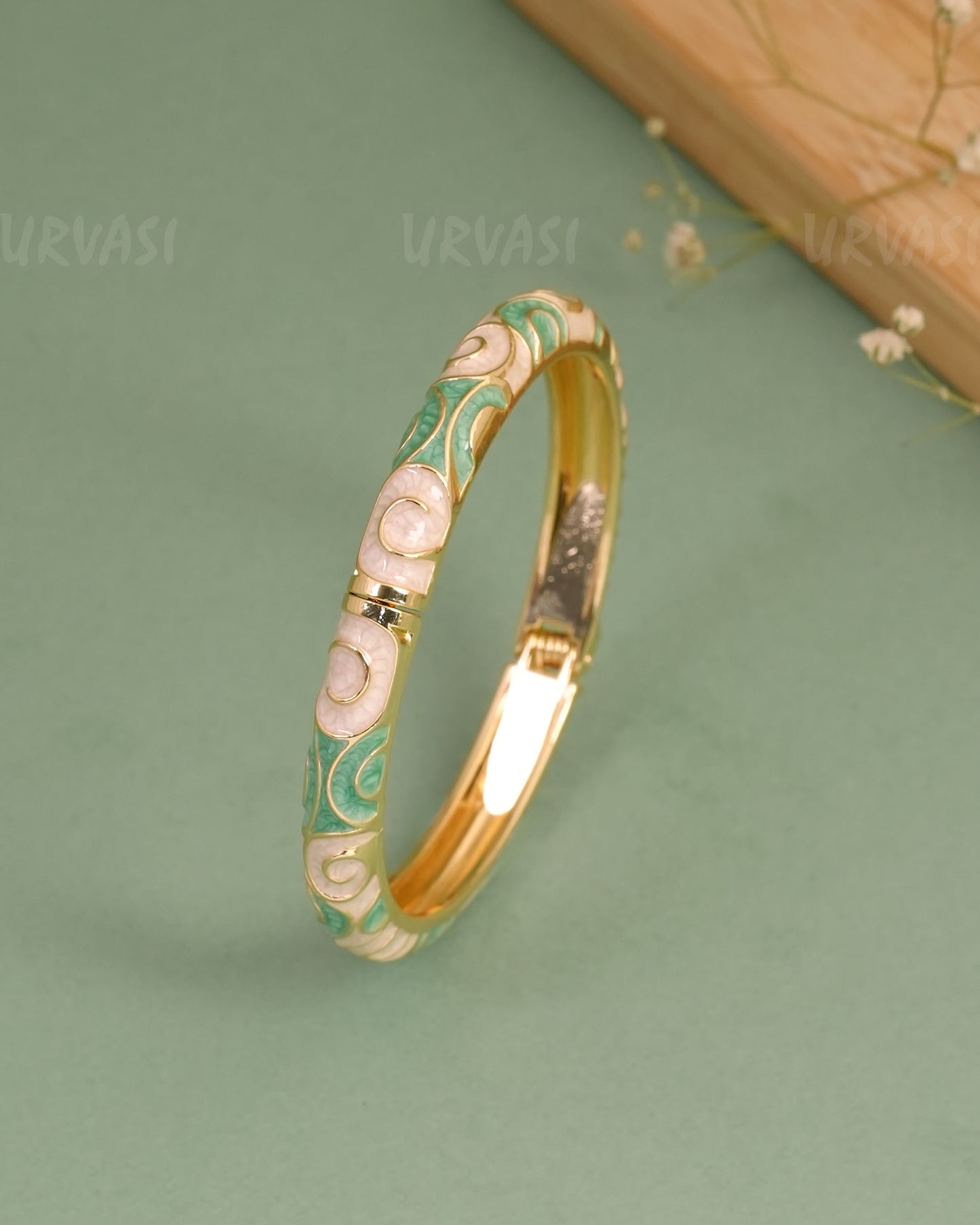 Gold-Enamel Meenakari Cuff Bangles BA 463