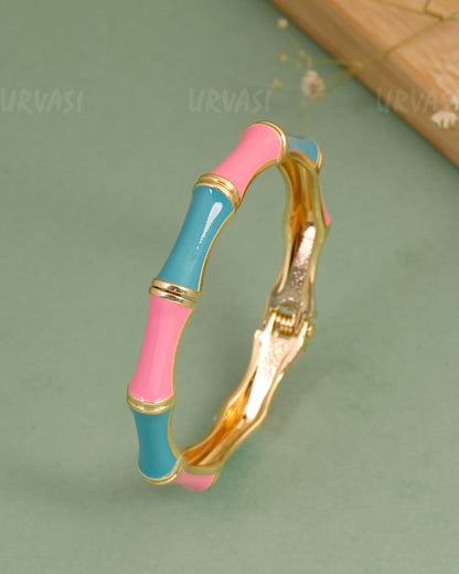 Gold-Enamel Meenakari Cuff Bangles BA 458