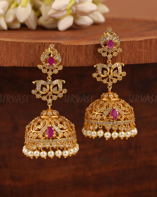 Yellow Gold-Polish Non-Idol Pearl Jhumka Earrings  ER 641