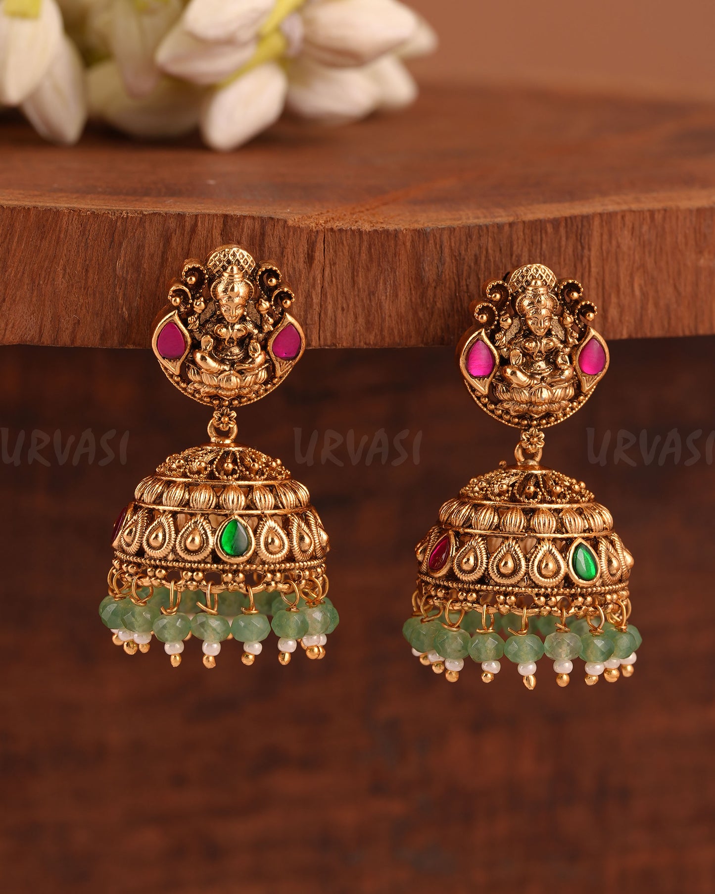Gold-Toned Lakshmi Floral Earrings ER 240