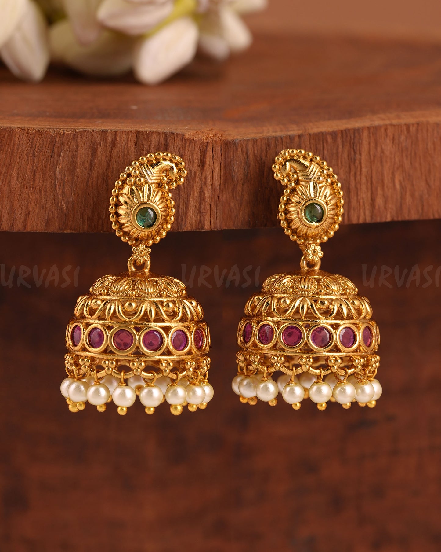 Gold-Toned Mango-Designed Jhumka Earrings ER 201