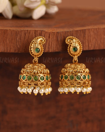 Gold-Toned Mango-Designed Jhumka Earrings ER 201