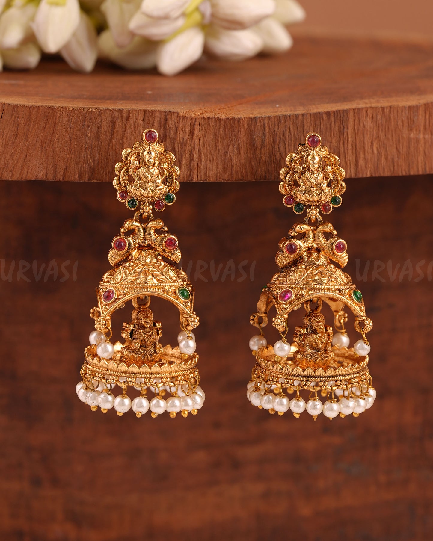 Gold-Toned Lakshmi Temple Jhumka Earrings ER 214