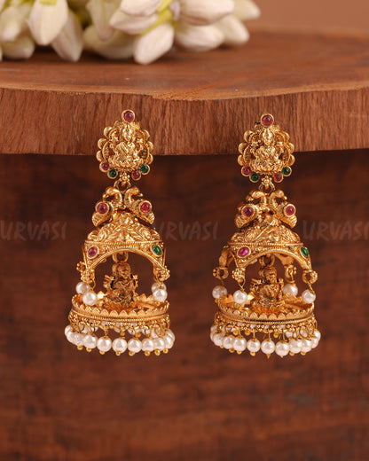 Gold-Toned Lakshmi Temple Jhumka Earrings ER 214