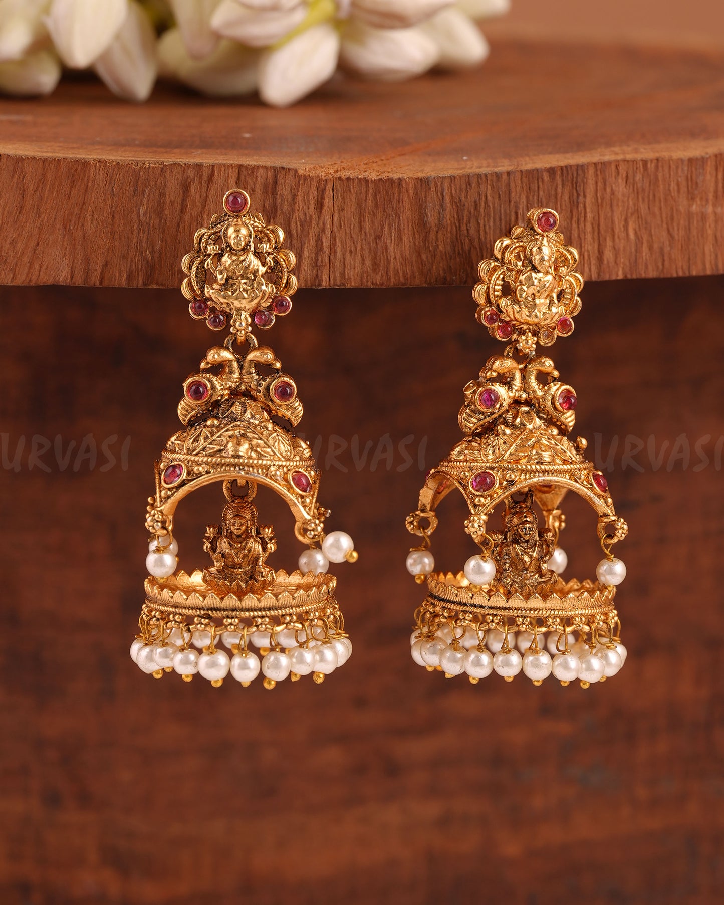 Gold-Toned Lakshmi Temple Jhumka Earrings ER 214