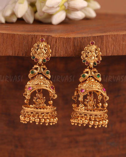 Gold-Toned Lakshmi Temple Jhumka Earrings ER 214