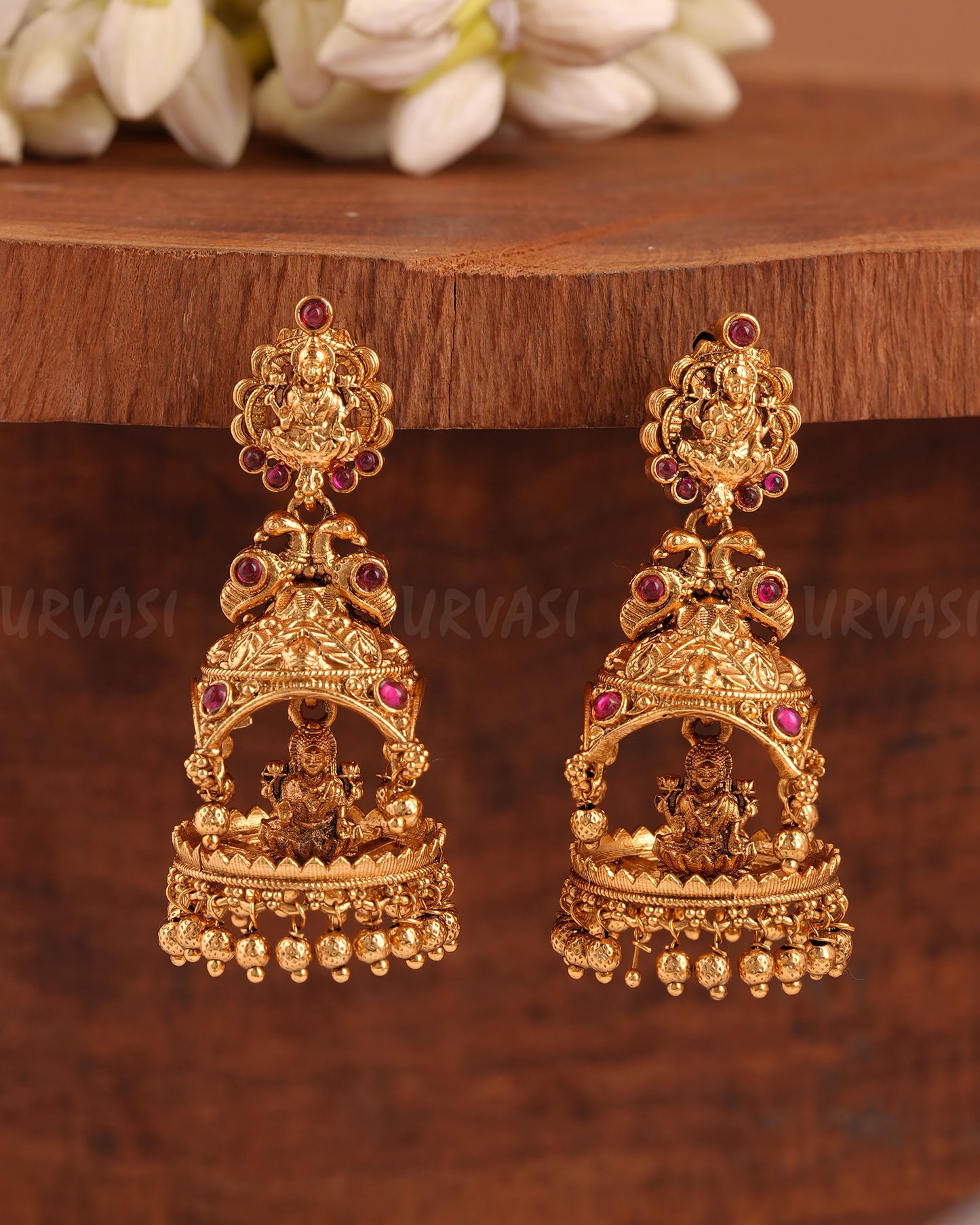 Gold-Toned Lakshmi Temple Jhumka Earrings ER 214