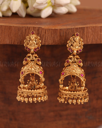 Gold-Toned Lakshmi Temple Jhumka Earrings ER 214