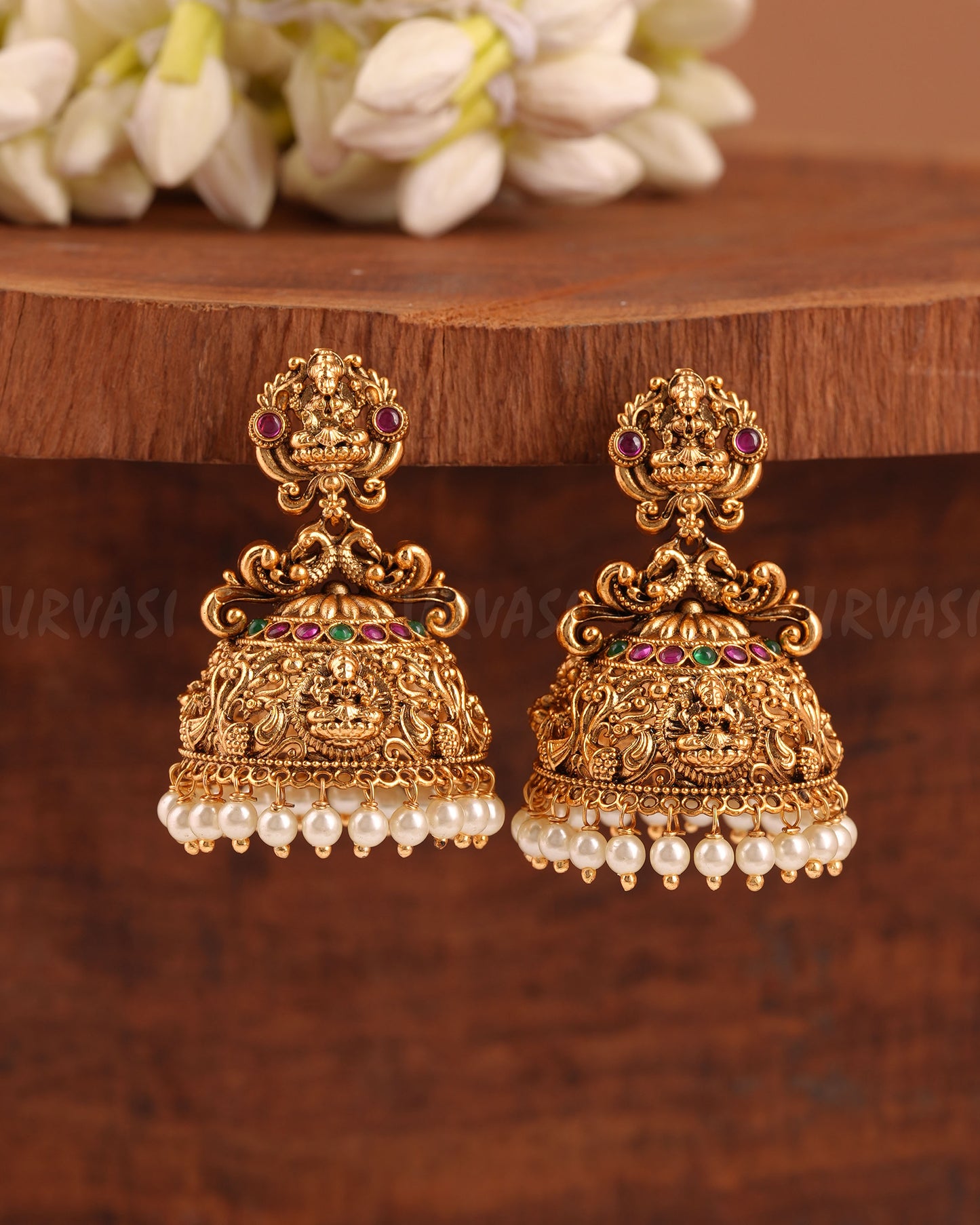 Gold-Toned Lakshmi Jhumka Earrings ER 217