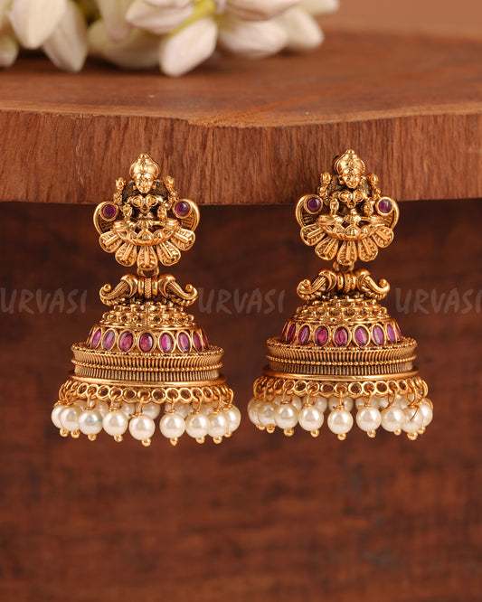 Gold-Toned Lakshmi Pearl Hanging Earrings ER 946