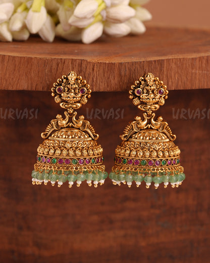 Gold-Toned Lakshmi Peacock Jhumka Earrings ER 948