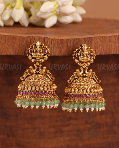 Gold-Toned Lakshmi Peacock Jhumka Earrings ER 948