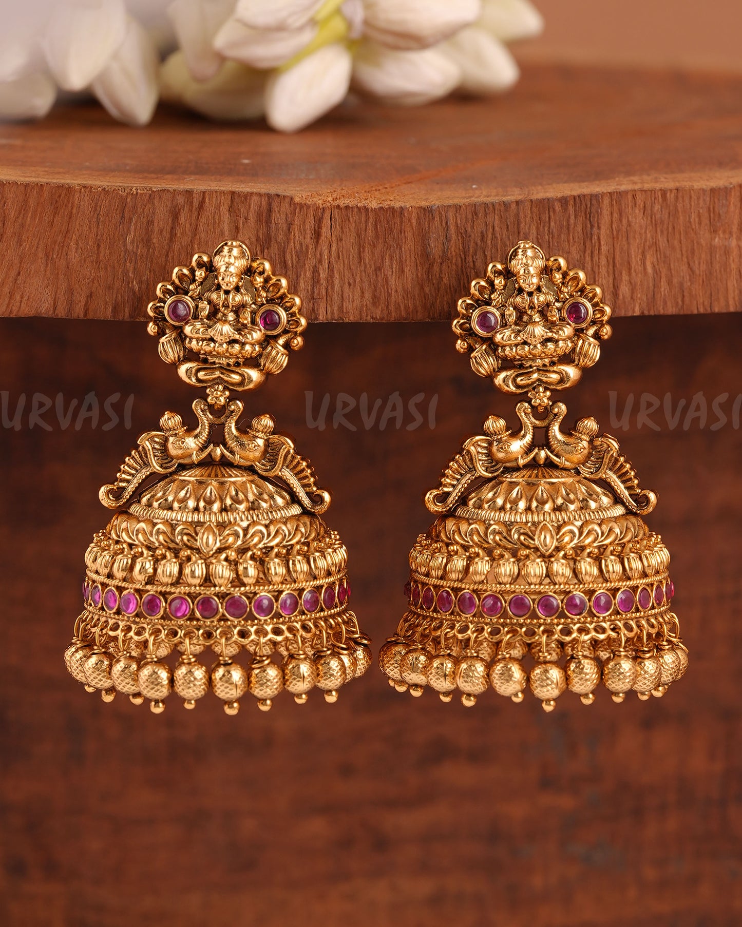 Gold-Toned Lakshmi Peacock Jhumka Earrings ER 948