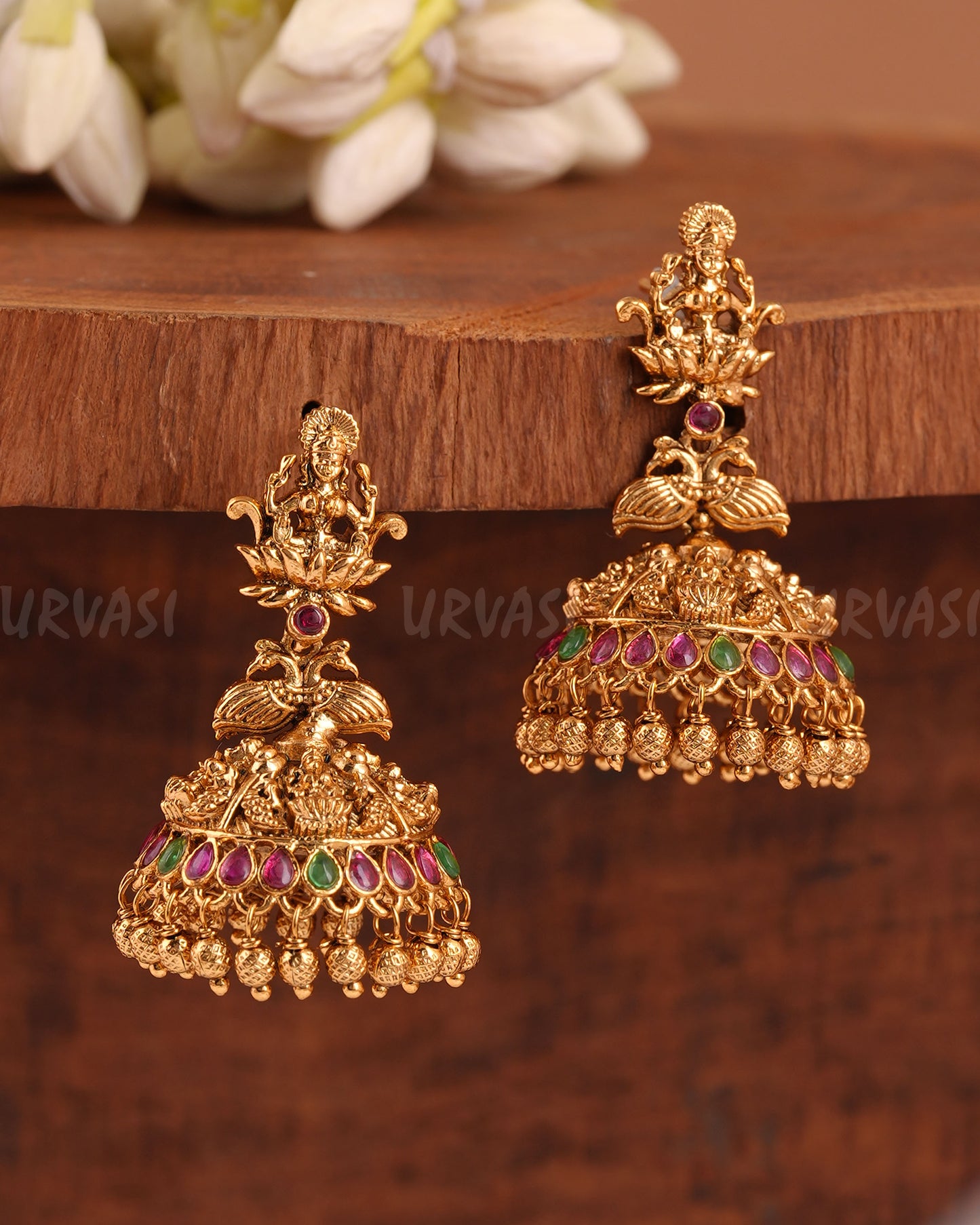 Gold-Toned Lakshmi Peacock Jhumka Earrings ER 950