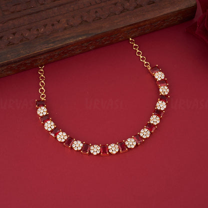 Floral Sufi Stone AD Necklace 443