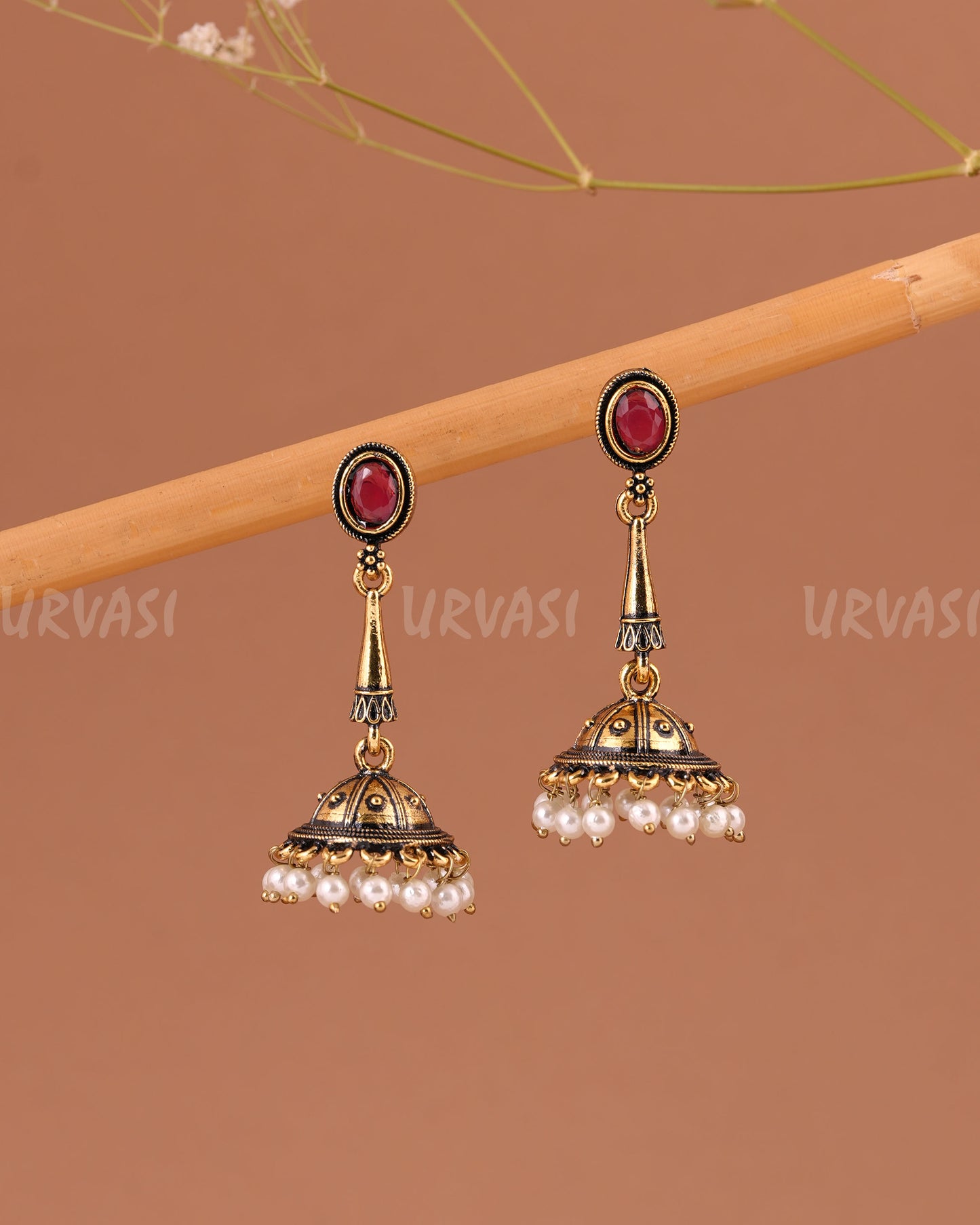 Oxidised-Gold Hanging Jhumka Earring 1005