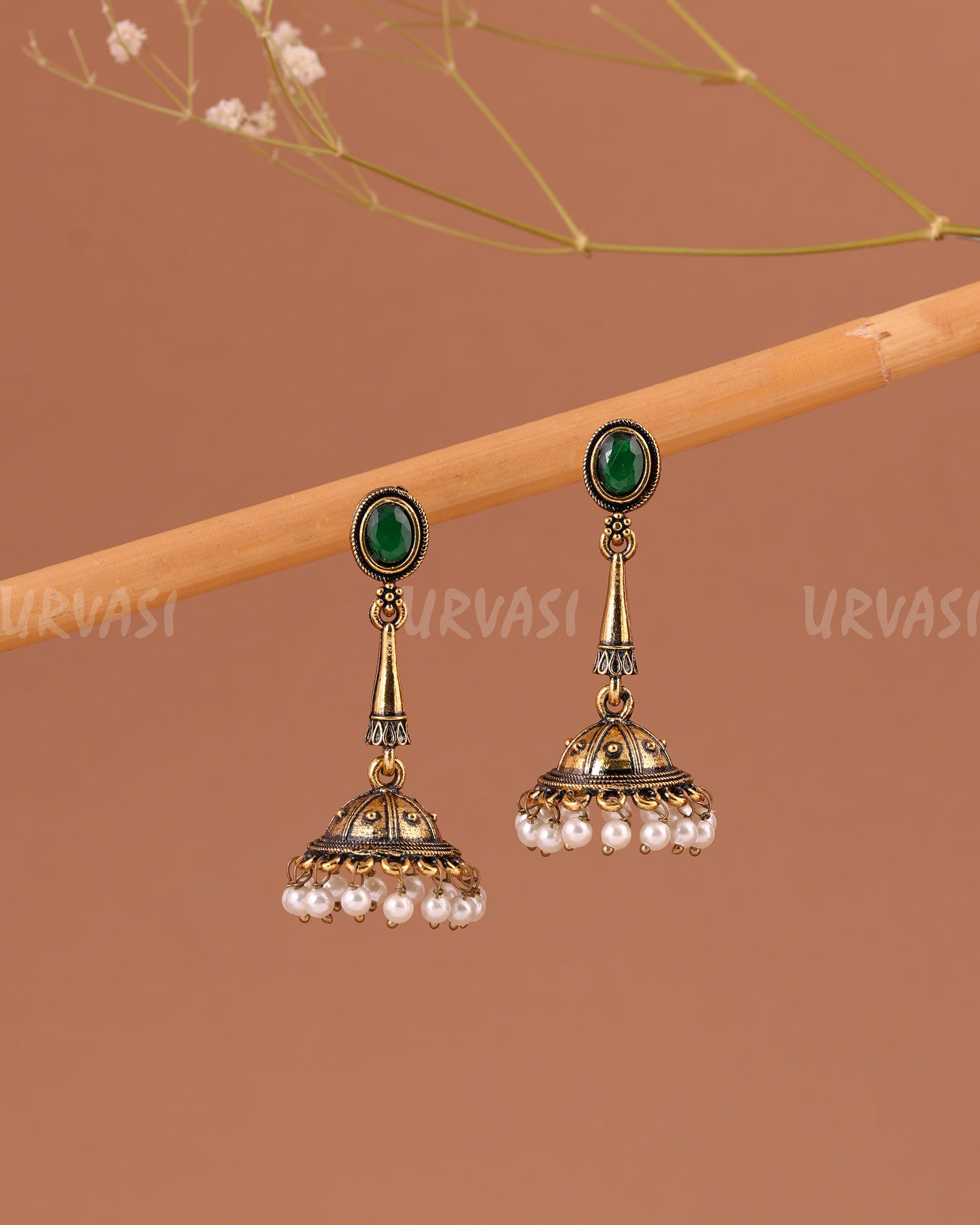 Oxidised-Gold Hanging Jhumka Earring 1005