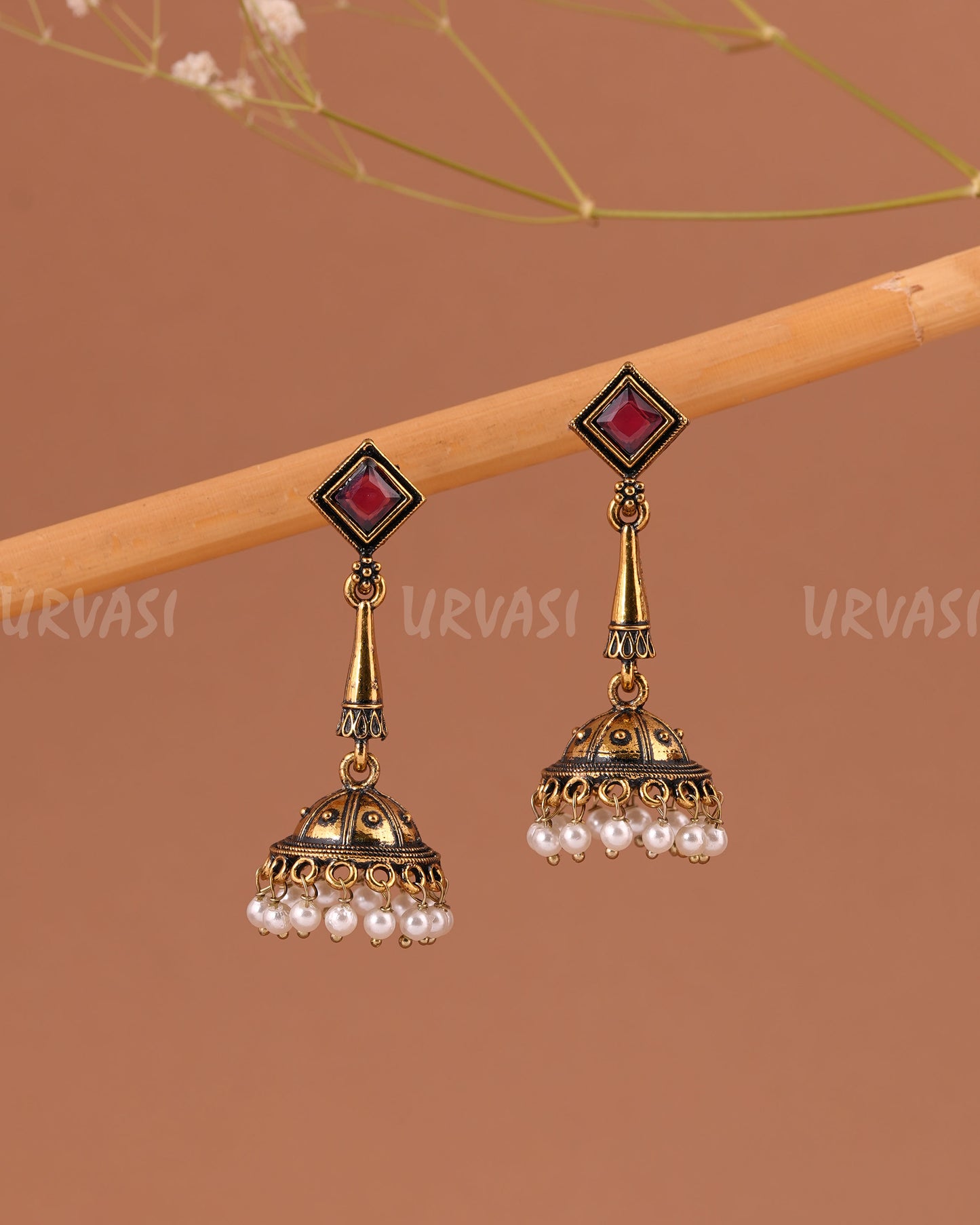 Oxidised gold hanging Jhumka Earrings ER 1004