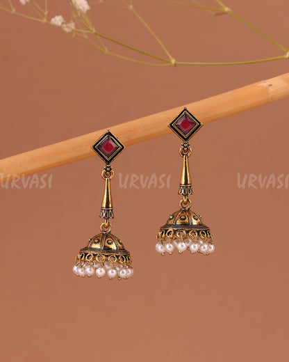 Oxidised gold hanging Jhumka Earrings ER 1004